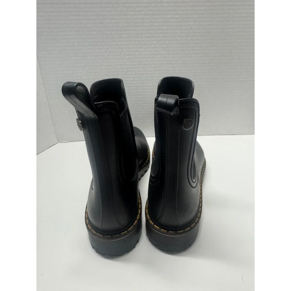 Igor Black Chelsea Rain Boots Waterproof Matte Ankle Lug‎ Sole Made in Spain 40